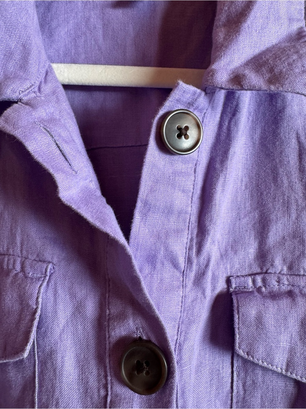J.Jill Love Linen 100% Linen Shirt Dress L Light Purple Pockets - Picture 4 of 9